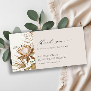 Elegant Boho Protea Torkad Handflatan Blommigt Brö Tack Kort