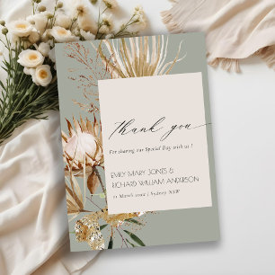 Elegant Boho Protea Torkad Handflatan Blommigt Brö Tack Kort