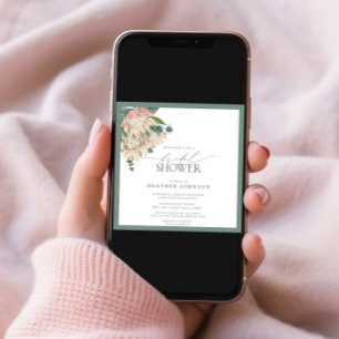 Elegant Boho Protea Watercolor Möhippa Inbjudningar