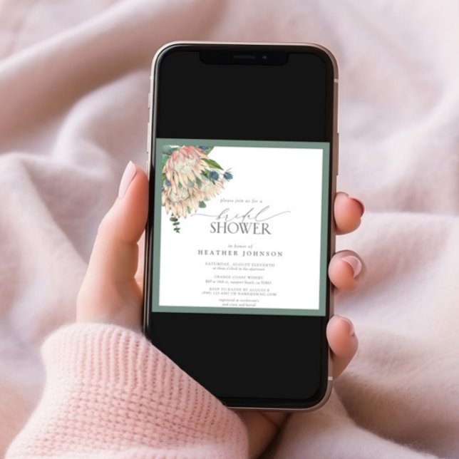 Elegant Boho Protea Watercolor Möhippa Inbjudningar (Skapare uppladdad)