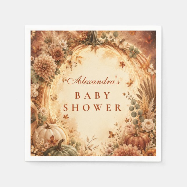 Elegant Boho Pumpa Bebis Shower Pappersservett (Framsidan)