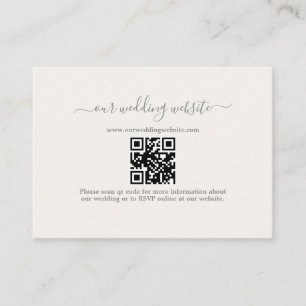 Elegant Boho QR Code Sage Grönt Bröllop webbplats Tilläggskort