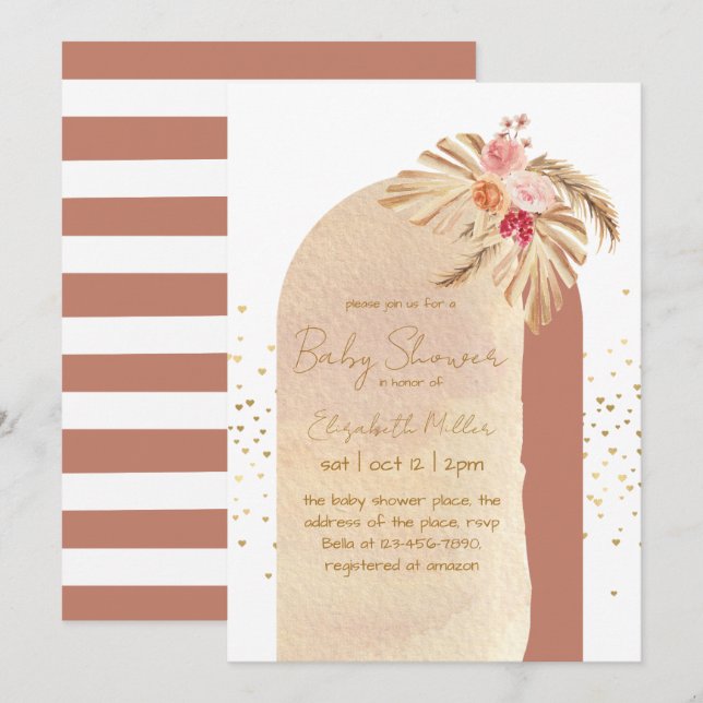 Elegant Boho Ram Kön Neutral Baby Shower Inbjudningar (Fram/baksida)