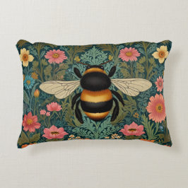 Elegant boho retro bumblebee spring florals prydnadskudde