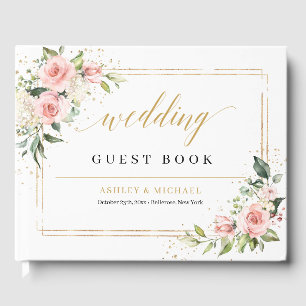 Elegant boho ro greenery guld bröllop gästböcker
