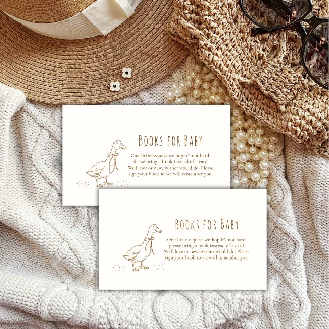 Elegant Boho Roliga Gäss Böcker För Bebis Shower Tilläggskort (Elegant Boho Silly Goose Books For Baby Shower Enclosure Card)
