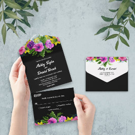 Elegant Boho Romantic Flowers Black Blommigt Bröll