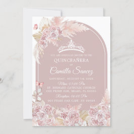 Elegant Boho Rosa Dusty Quinceañera-inbjudan Inbjudningar