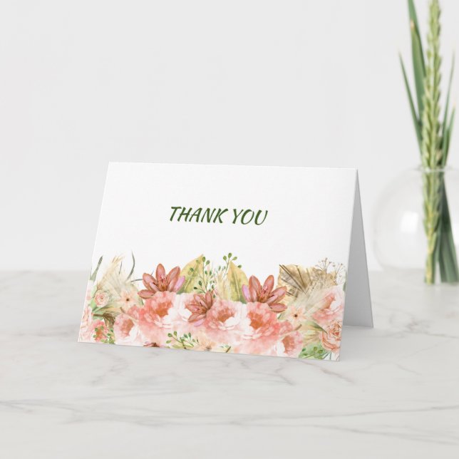Elegant Boho Rosa Flowers ( Boho  Flowers) - tills Tack Kort (Framsida)