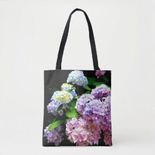 Elegant boho rosa lila blue blommigts hydrangeas tygkasse
