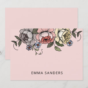 Elegant Boho Rosa Personlig för botaniska Blommigt Anteckningskort