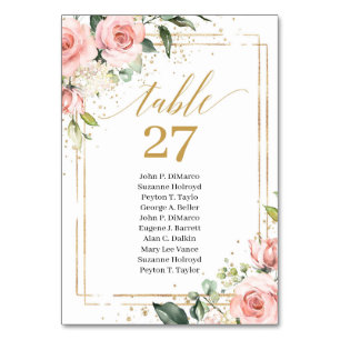 Elegant boho rosa Quinceañera-bordsnummer Bordsnummer