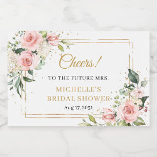 Elegant boho  rosa ros greenery guld ram