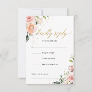 Elegant boho rosa ros greenery OSA kort