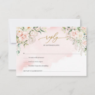 Elegant boho rosa ros grey och guld OSA kort
