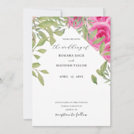 Elegant Boho Rosa ros Watercolor Art Inbjudningar