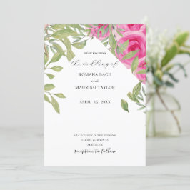 Elegant Boho Rosa Rosor Akvarell Konst Inbjudningar