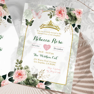 Elegant Boho Rosa Sage Grönt Quinceañera Inbjudningar