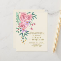 Elegant Boho Rosabränd Vattenfärg Blommig Bröllop 