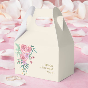 Elegant Boho Rosabränd Vattenfärg Blommig Bröllop Presentaskar