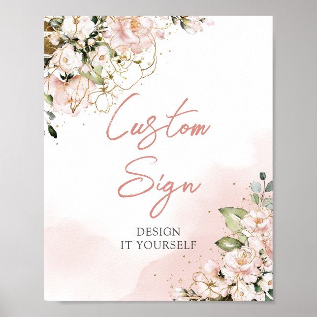 Elegant boho rosabruten rosa guld blommig anpassad poster (Framsidan)