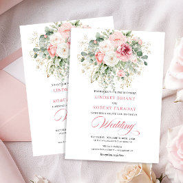 Elegant Boho Rosé Blommig Bröllopsinbjudan Inbjudningar