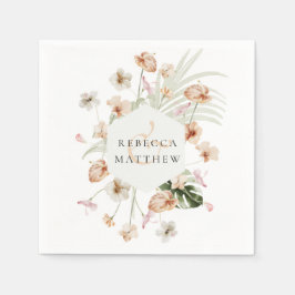 Elegant Boho Rosé Blommig Grönska Bröllop Pappersservett