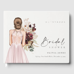 Elegant Boho Rosé Bröllopsklänning Bröllopsdusch Gästböcker