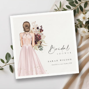 Elegant Boho Rosé Bröllopsklänning Bröllopsdusch Pappersservett