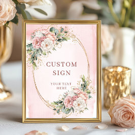 Elegant Boho Rose Gold Blommig Anpassad Skylt