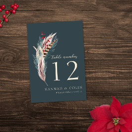 Elegant Boho Rustic Pampas & Gräs Grönt Tan Red Bordsnummer