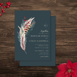 Elegant Boho Rustic Pampas & Gräs Grönt Tan Red Inbjudningar