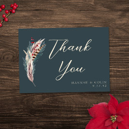 Elegant Boho Rustic Pampas & Gräs Grönt Tan Red Tack Kort