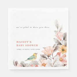 Elegant Boho Rustic WildblomBaby Shower Pappersservett