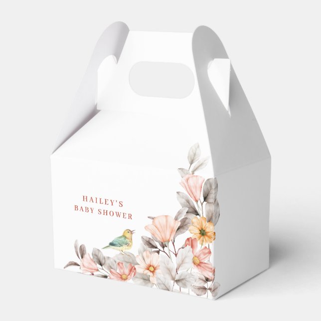 Elegant Boho Rustic WildblomBaby Shower Presentaskar (Baksidan Sidan)