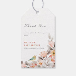 Elegant Boho Rustic WildblomBaby Shower Presentetikett