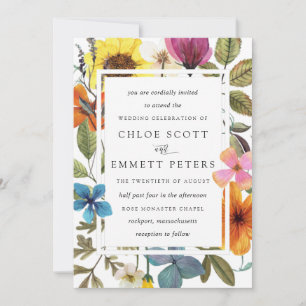 Elegant Boho Rustic Wildblomma Sommar Bröllop Inbjudningar