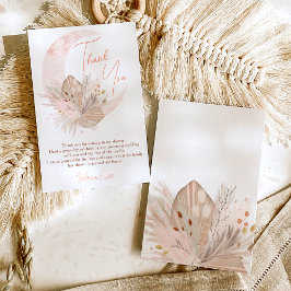 Elegant boho rustik pampas blommande mån bröllop tack kort