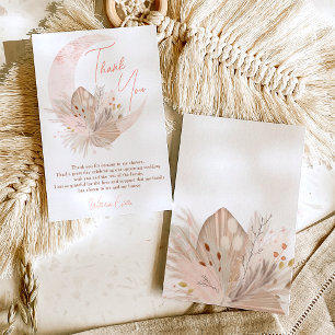 Elegant boho rustik pampas blommande mån bröllop tack kort