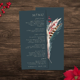 Elegant Boho Rustik Pampas & Grön Tall Ekbrun Röd Meny