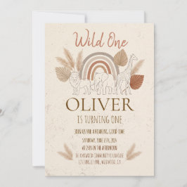 Elegant Boho Safari Wild One 1-års födelsedag Inbjudningar