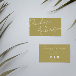 Elegant Boho Sage Grönt Chic Minimalist Modern Visitkort