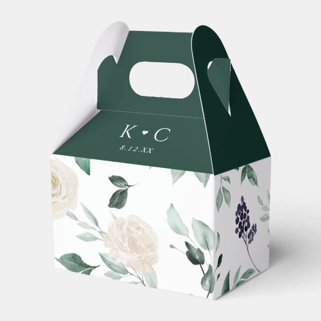 Elegant Boho Smaragd Grönska Lövbröllop Presentaskar (Framsidan Sidan)