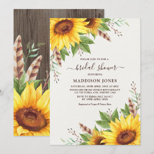 Elegant Boho Solros Rustic Summer Möhippa Inbjudningar