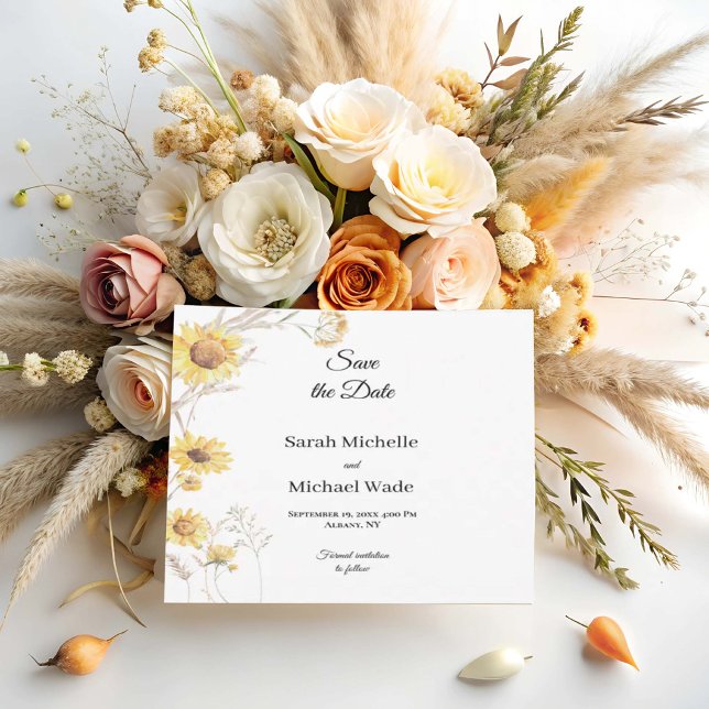 Elegant Boho solros Spara datum inbjudan (Skapare uppladdad)