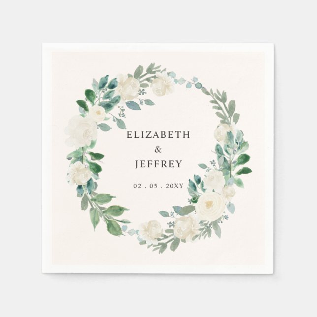 Elegant Boho Sommar Vår Elfenbenskusten Blommigt B Pappersservett (Framsidan)