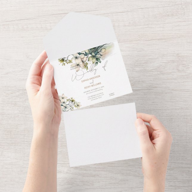Elegant Boho Söt Vildblomma Blommig bröllopskort (Avrivbar del)