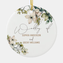 Elegant Boho Söt Vildblomma Blommig bröllopskort Julgransprydnad Keramik