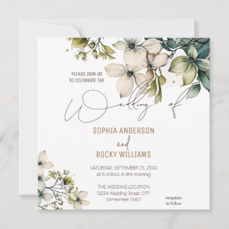 Elegant Boho Söt Vildblomma Blommig bröllopskort Kort