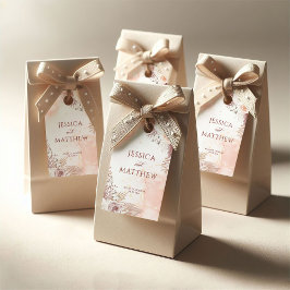 Elegant Boho Stil Rosa ros Blommigt Välkommen Presentetikett